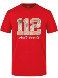 Floral 112 Emergency Service Printed Short Sleeve Red T-Shirt (100% Cotton Jersey Fabric)