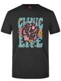 Clinic Life Printed Short Sleeve Black T-Shirt (100% Cotton Jersey Fabric)
