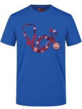 Blumen-Stethoskop Bedrucktes Kurzarm T-Shirt in Saxe-Blau (100% Baumwoll-Jersey)