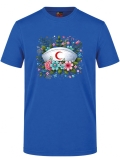 Botanical Nurse Cap Printed Short Sleeve Saxon Blue T-Shirt (100% Cotton Jersey Fabric)