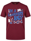 Laboratory Boy Baskılı Kısa Kol Bordo Tişört (%100 Pamuk Penye Kumaş)