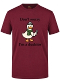 Футболка с коротким рукавом бордового цвета с принтом Ducktor (100% хлопковая трикотажная ткань)