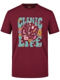 Clinic Life Printed Short Sleeve Burgundy T-Shirt (100% Cotton Jersey Fabric)