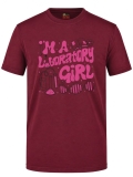 Laboratory Girl Baskılı Kısa Kol Bordo Tişört (%100 Pamuk Penye Kumaş)