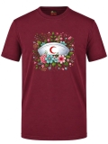Botanical Nurse Cap Printed Short Sleeve Burgundy T-Shirt (100% Cotton Jersey Fabric)