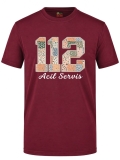 Floral 112 Emergency Service Printed Short Sleeve Burgundy T-Shirt (100% Cotton Jersey Fabric)