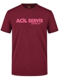 Emergency Service Cafe Printed Short Sleeve Burgundy T-Shirt (100% Cotton Jersey Fabric)