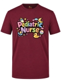 Pediatric Nurse Printed Short Sleeve Burgundy T-Shirt (100% Cotton Jersey Fabric)
