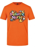 Pädiatrie-Krankenschwester Bedrucktes Kurzarm T-Shirt in Orange (100% Baumwoll-Jersey)