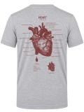 Anatomisches Herz Bedrucktes Kurzarm T-Shirt in Grau meliert (100% Baumwoll-Jersey)