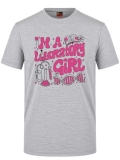 Laboratory Girl Baskılı Kısa Kol Gri Melanj Tişört (%100 Pamuk Penye Kumaş)
