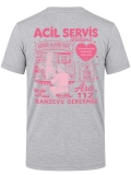 Emergency Service Cafe Printed Short Sleeve Grey Melange T-Shirt (100% Cotton Jersey Fabric)