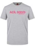Emergency Service Cafe Printed Short Sleeve Grey Melange T-Shirt (100% Cotton Jersey Fabric)