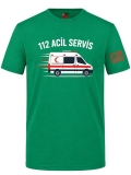 112 Emergency Service Printed Short Sleeve Brazil Green T-Shirt (100% Cotton Jersey Fabric)