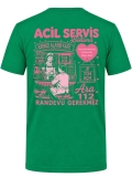Emergency Service Cafe Printed Short Sleeve Brazil Green T-Shirt (100% Cotton Jersey Fabric)