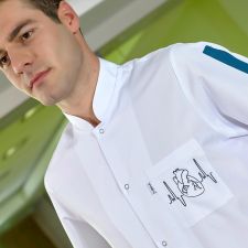 Men's Embroidered Judge Collar Short Sleeve Short Apron (Alpaca Fabric)