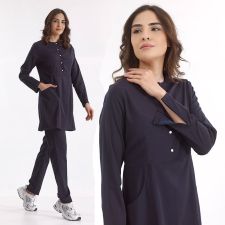Navy Blue Lux Lycra Zippered Hijab Suit