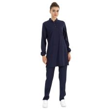 Navy Blue Lux Lycra Judge Collor Hijab Suit