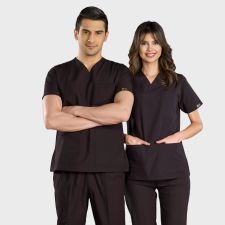 Black Classic Surgical Collar Scrubs Suit (Thin Fabric)