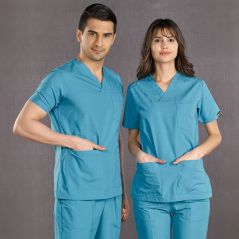 Turquoise Classic Surgical Collar Scrubs Suit (Thin Fabric)