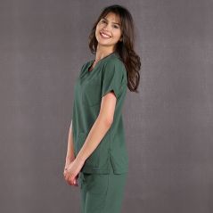 Hunter Green Classic Surgical Collar Scrubs Suit (Thin Fabric)