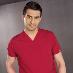 Red Classic Surgical Collar Scrubs Suit (Thin Fabric)