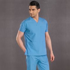 Turquoise Classic Surgical Collar Scrubs Suit (Thin Fabric)