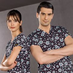 Nazar Boncuğu Desenli Greys Takım (%100 Cotton Likra Kumaş)
