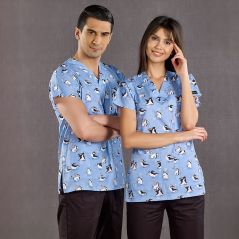 Neşeli Ayaklar Desenli Greys Takım (%100 Cotton Likra Kumaş)