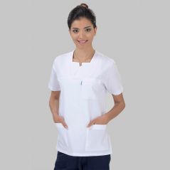 W-Neck Top White Bottom Navy Blue Suit (Alpaca Fabric)
