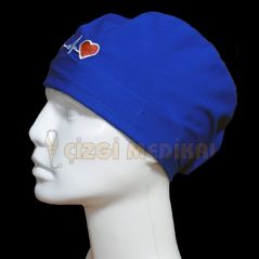 Embroidered Classic Caps- Sax Blue with Heart Rhythm