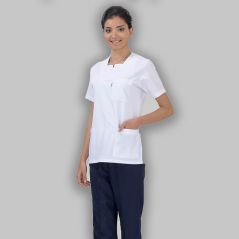 W-Neck Top White Bottom Navy Blue Suit (Alpaca Fabric)