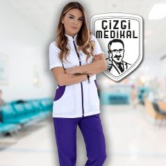 Side Model Short Sleeve Medical Scrubs