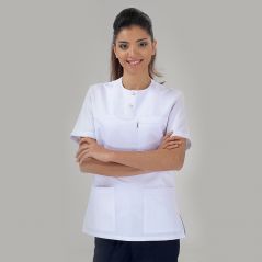 Suit Bagel Collar Snap Snap Top White Bottom Navy Blue (Alpaca Fabric)