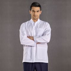 Men's Judge Collar Top White Bottom Navy Blue Suit (Alpaca Fabric)