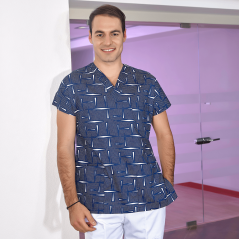 Prestij Lacivert Desenli Greys Takım (%100 Cotton Likra Kumaş)