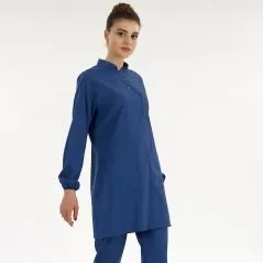 Petrol Blue Lux Lycra Judge Collar Hijab Suit