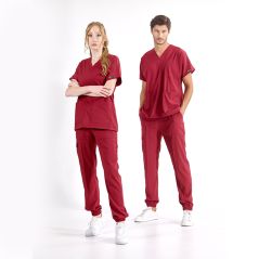 Burgundy Jogger Lux Lycra Greys Suit