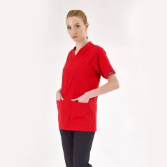 Red Silva Lux Lycra Single Top