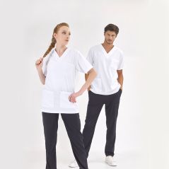 Top White Pants Navy Blue Silva Lux Lycra Suit