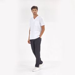 Top White Pants Navy Blue Silva Lux Lycra Suit