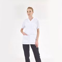 Top White Pants Navy Blue Silva Lux Lycra Suit