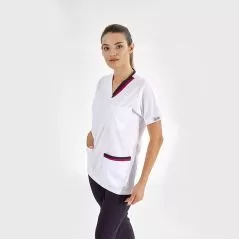Vişne-Lacivert Çift Yaka Lüks Likra Tek Üst