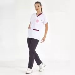 Vişne-Lacivert Çift Yaka Lüks Likra Tek Üst