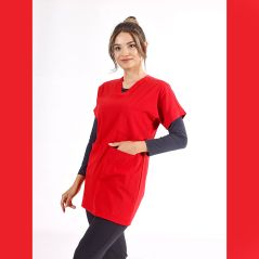 Red Lux Lycra Greys Tunic Length Single Top