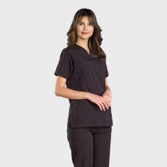 Black Classic Surgical Collar Scrubs Suit (Thin Fabric)