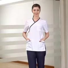 Üst Beyaz Alt Lacivert Kruvaze Yaka Takım (Lüks Likra Kumaş)