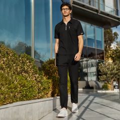 Black Polo Lux Lycra Suit