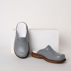 Gri Erkek Klasik Gold Deri Sabo Terlik (%100 HAKİKİ DERİ)