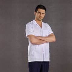 Men's Classic Collar Short Sleeve Short Apron (Tericoton Thin Fabric)